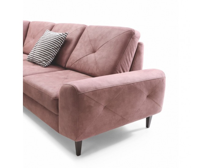 Rohová sedačka s rozkladom a úložným priestorom Praga L - púdrová ružová