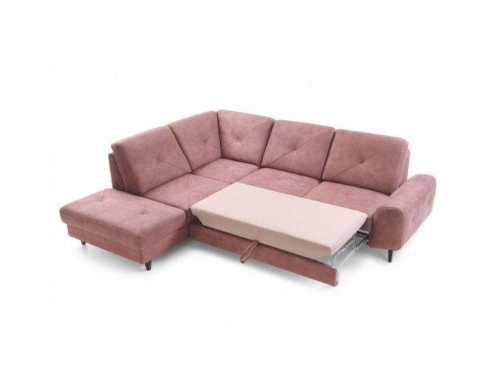 Rohová sedačka s rozkladom a úložným priestorom Praga L - púdrová ružová