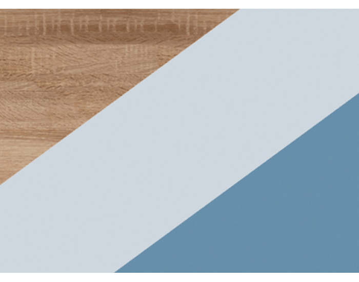 Jednolôžková posteľ s roštom Kitty KIT-04 - sonoma svetlá / belasá / modrá