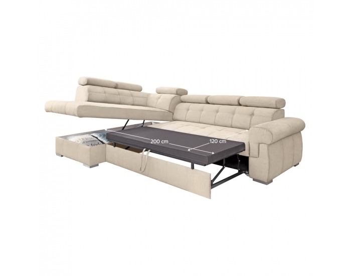 Rohová sedačka s rozkladom a úložným priestorom Primus Roh L - béžová