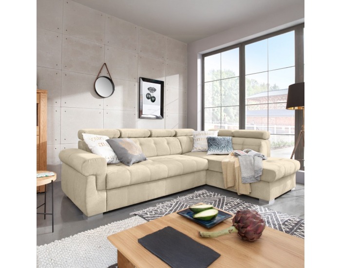 Rohová sedačka s rozkladom Primus Roh New P - béžová / strieborná