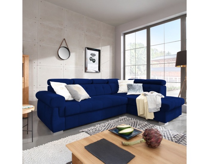 Rohová sedačka s rozkladom Primus Roh New P - modrá / strieborná