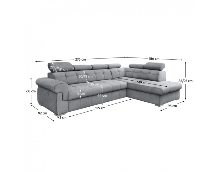 Rohová sedačka s rozkladom Primus Roh New P - sivá / strieborná