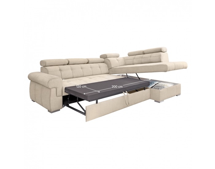 Rohová sedačka s rozkladom a úložným priestorom Primus Roh P - béžová