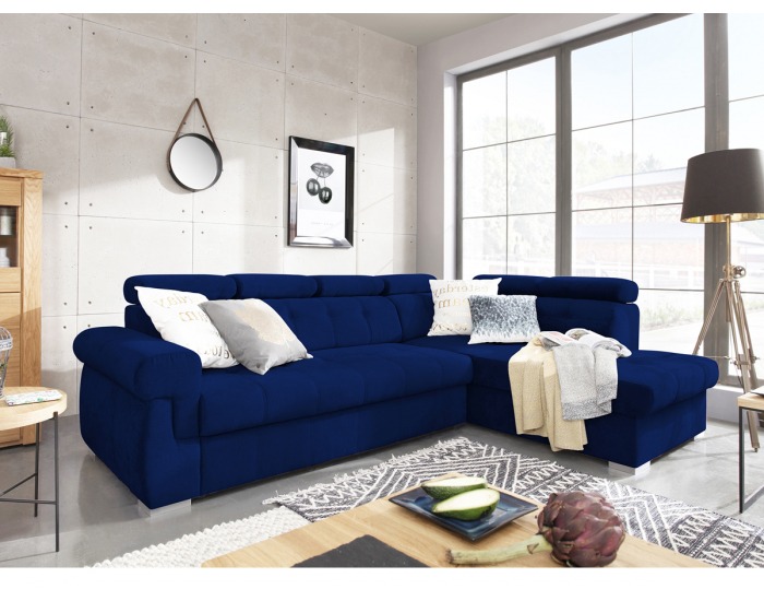 Rohová sedačka s rozkladom a úložným priestorom Primus Roh P - kráľovská modrá