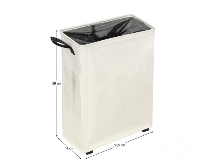 Skladací kôš na prádlo s kolieskami Prior - béžová