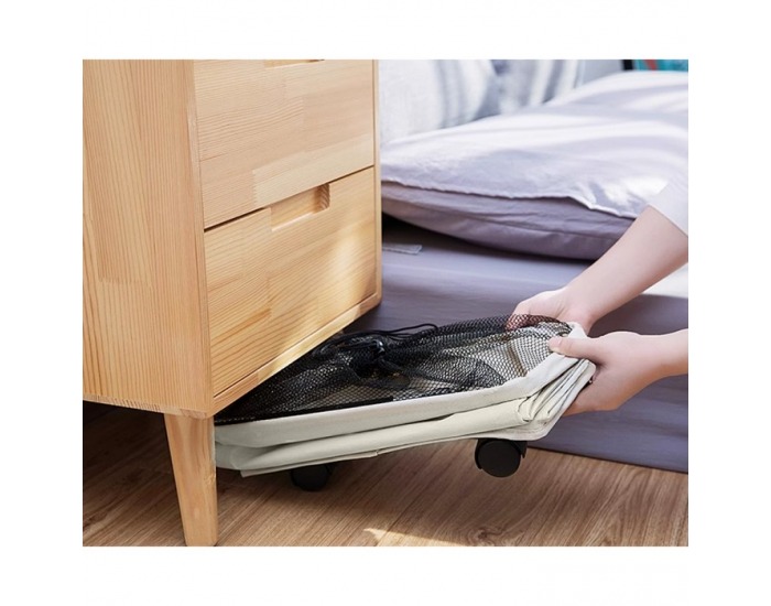 Skladací kôš na prádlo s kolieskami Prior - béžová