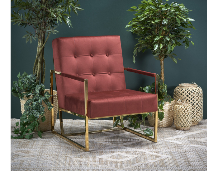 Kreslo Prius - bordová / zlatá