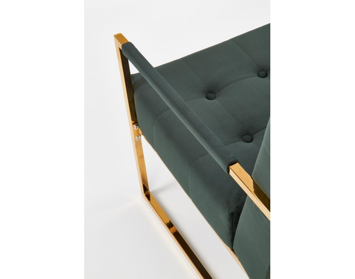 Kreslo Prius - tmavozelená / zlatá