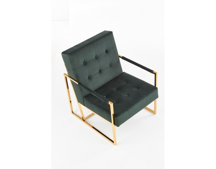 Kreslo Prius - tmavozelená / zlatá