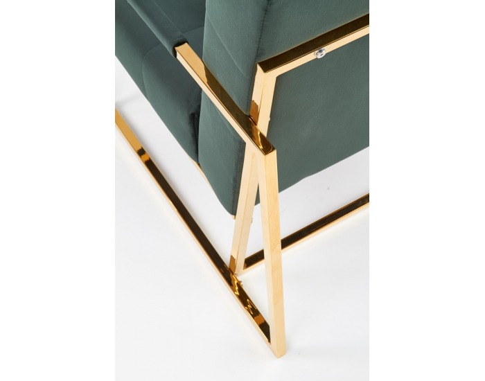 Kreslo Prius - tmavozelená / zlatá