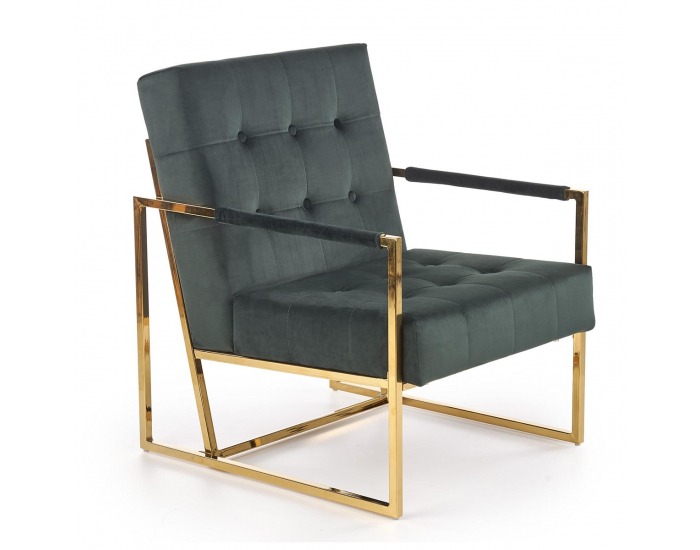 Kreslo Prius - tmavozelená / zlatá