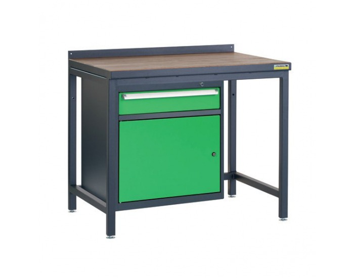Pracovný stôl so zverákom PSS01D/L3 - grafit / zelená