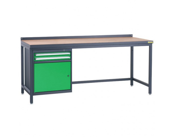 Pracovný stôl so zverákom PSS03D/L2 - grafit / zelená