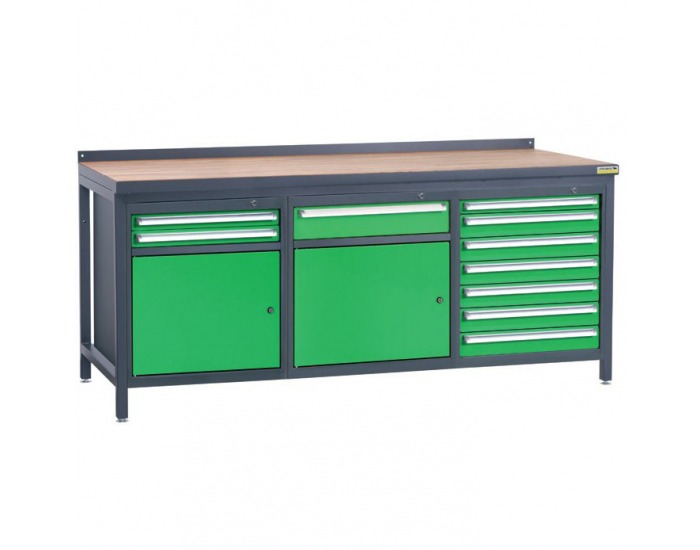 Pracovný stôl PSS03D/L2L3L8 - grafit / zelená