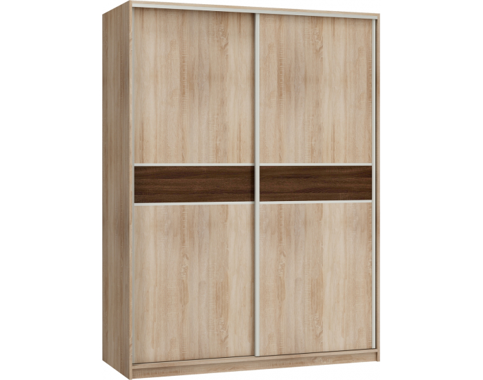 Šatníková skriňa s posuvnými dverami Puerto 160A 2D - sonoma svetlá / sonoma tmavá