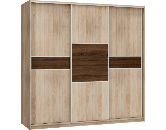 Šatníková skriňa s posuvnými dverami Puerto 220C 3D - sonoma svetlá / sonoma tmavá