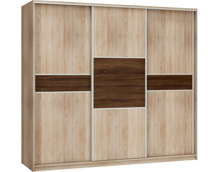 Šatníková skriňa s posuvnými dverami Puerto 240C 3D - sonoma svetlá / sonoma tmavá