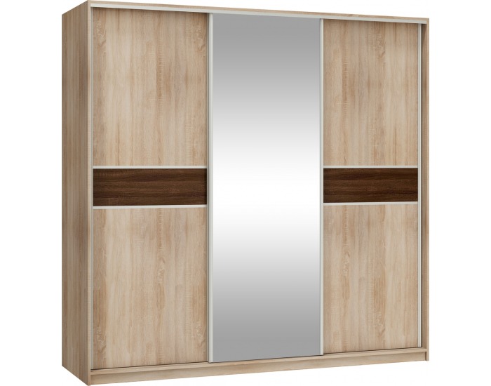 Šatníková skriňa s posuvnými dverami Puerto L220C 3D - sonoma svetlá / sonoma tmavá