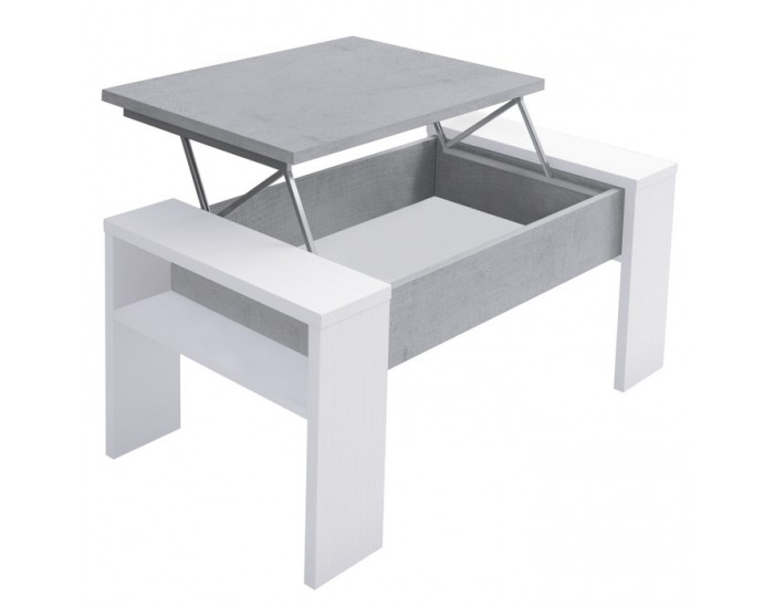 Konferenčný stolík s úložným priestorom Pula - biela / betón