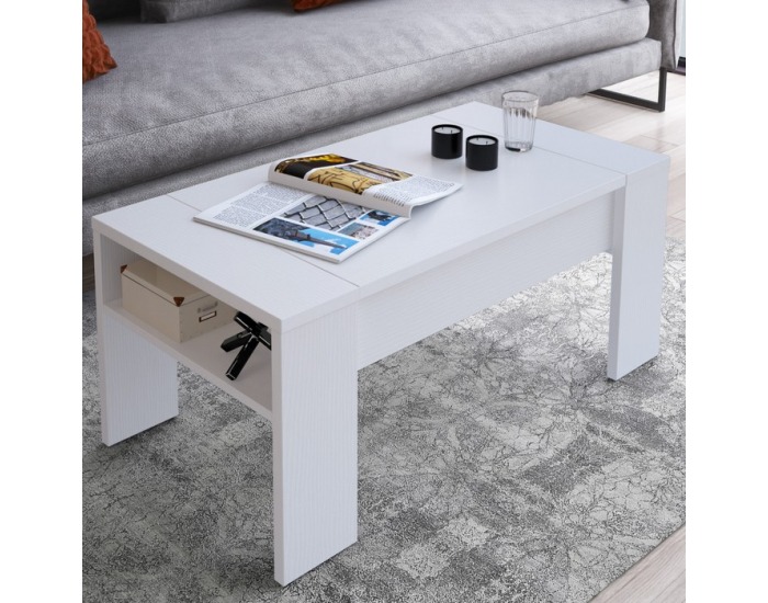 Konferenčný stolík s úložným priestorom Pula - biela