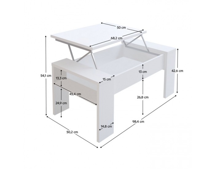 Konferenčný stolík s úložným priestorom Pula - biela
