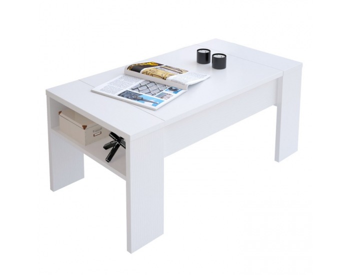 Konferenčný stolík s úložným priestorom Pula - biela