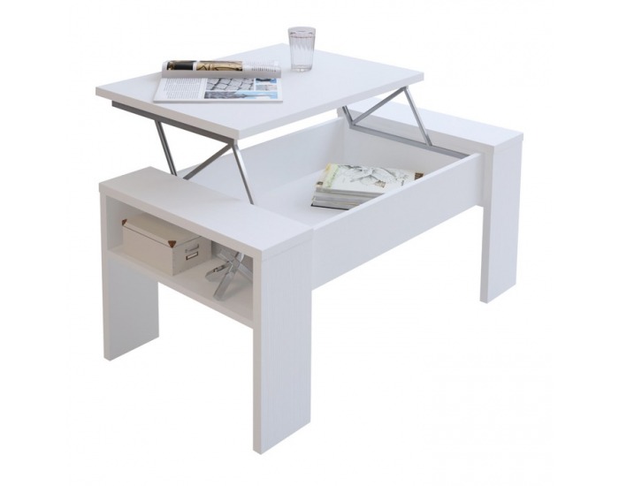 Konferenčný stolík s úložným priestorom Pula - biela