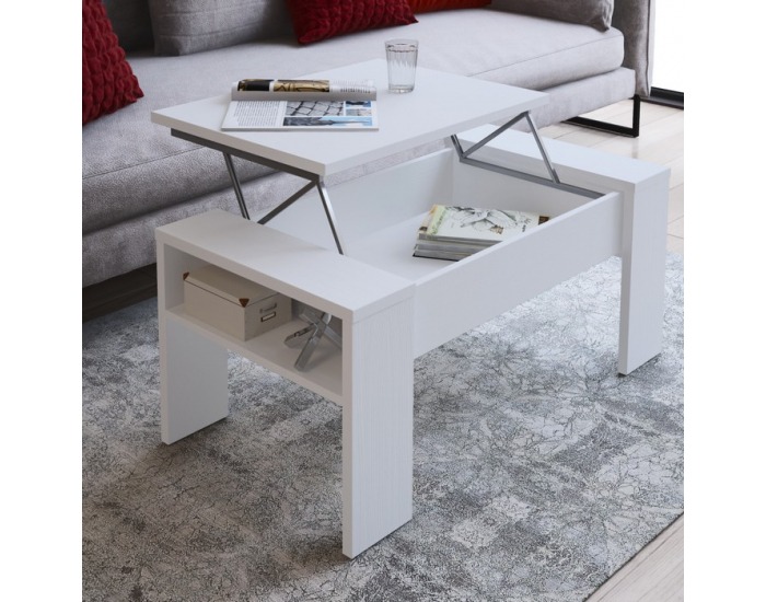 Konferenčný stolík s úložným priestorom Pula - biela