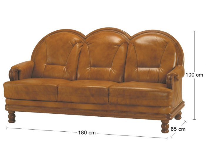 Kožená trojsedačka Consul - drevo D3 / svetlohnedá (S40)