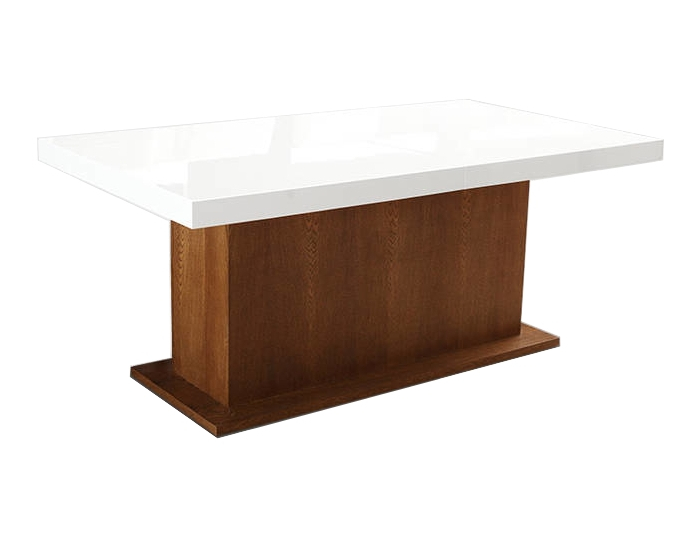 Rozkladací jedálenský stôl Kacper 200/400 - drevo D3 / biely vysoký lesk