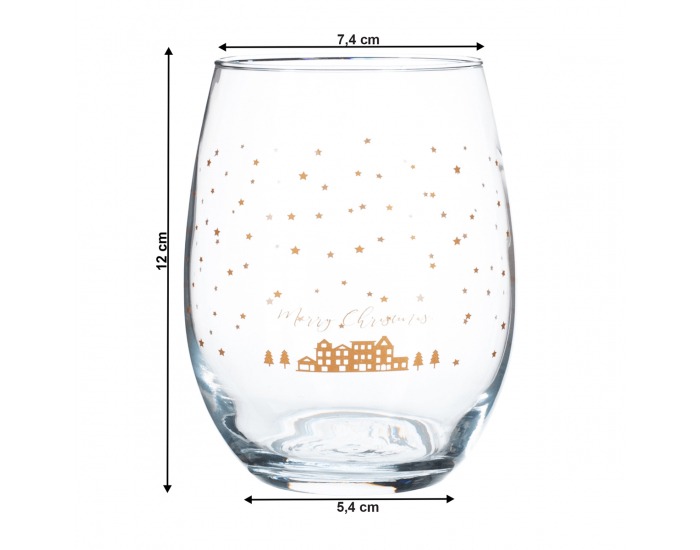 Pohár na vodu (4 ks) Quatro Amigos 600 ml - priehľadná / zlatá