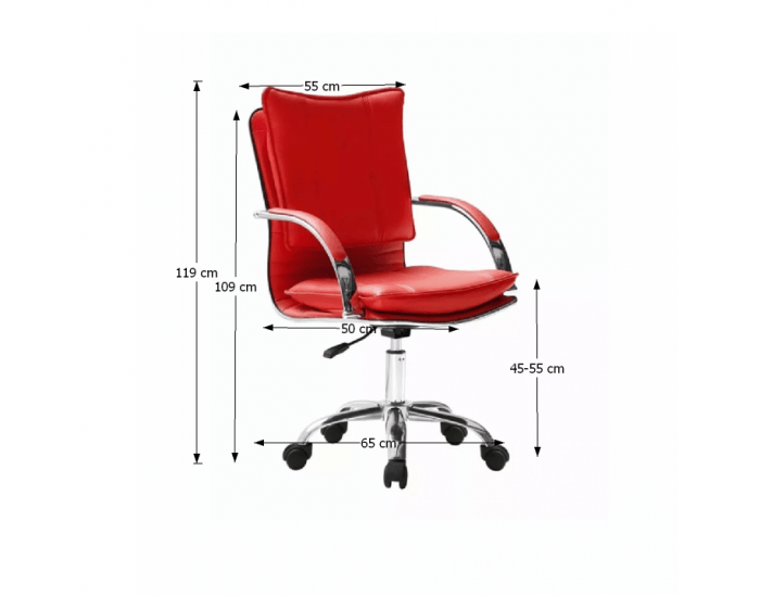 Kancelárske kreslo s podrúčkami Quirin - červená / chróm