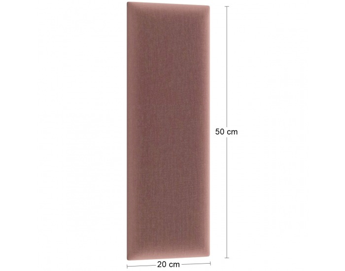 Obdĺžnikový čalúnený panel na stenu Quito 20x50 cm - ružová