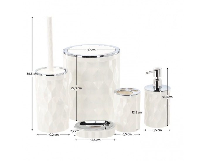 Sada kúpeľňových doplnkov (5 ks) Raber - biela