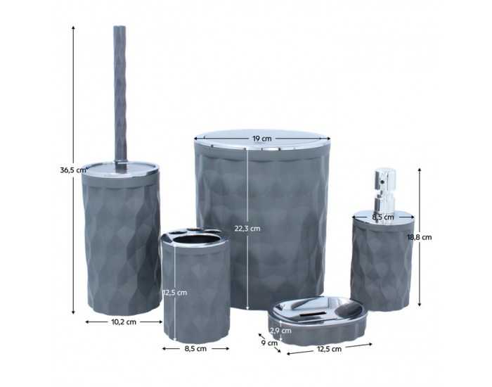 Sada kúpeľňových doplnkov (5 ks) Raber - sivá