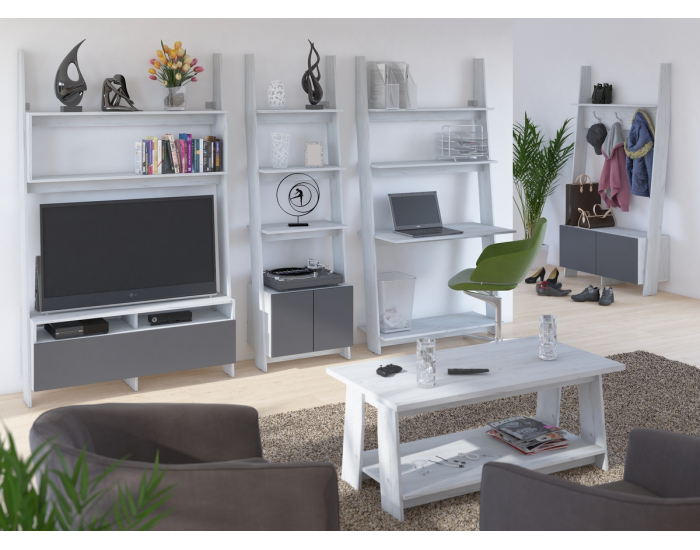 Obývacia izba Rack - craft biely / grafit