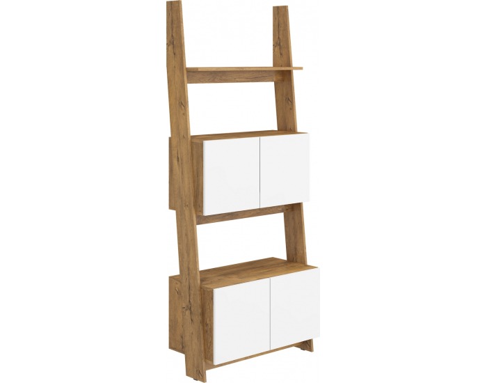 Regál Rack RAC-08 - dub burgundský / biely lesk