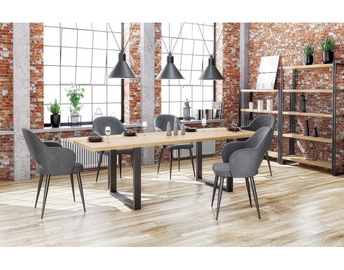 Jedálenský stôl Radus 160 - dub prírodný / čierna