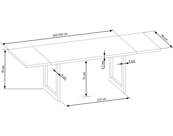 Jedálenský stôl Radus 160 - dub prírodný / čierna