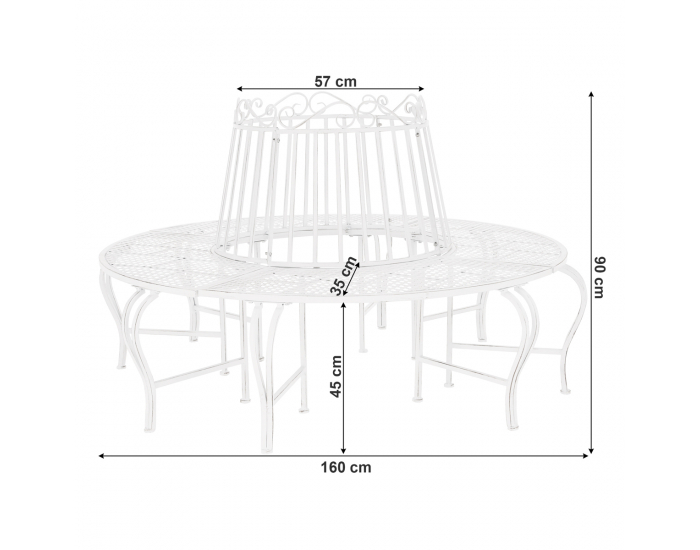 Záhradná lavička okolo stromu Rafin - biela