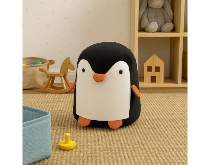 Taburet v tvare tučniaka Raino - čierna / biela