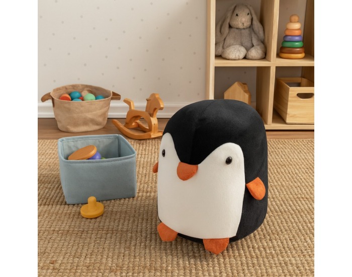 Taburet v tvare tučniaka Raino - čierna / biela