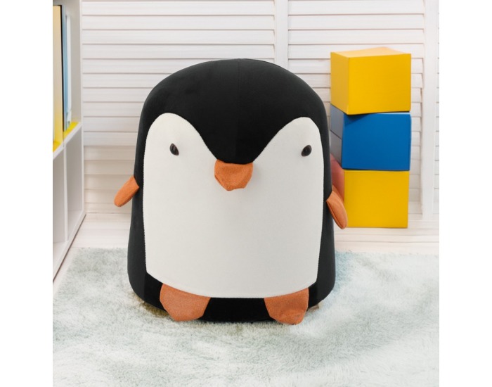 Taburet v tvare tučniaka Raino - čierna / biela