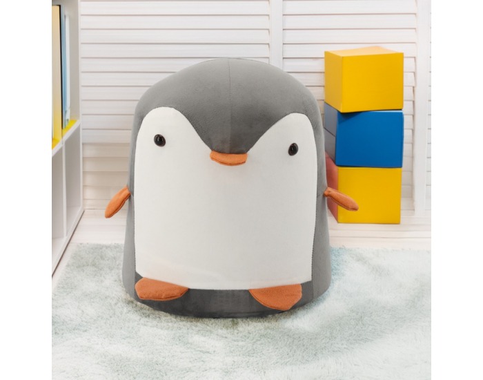 Taburet v tvare tučniaka Raino - sivá / biela