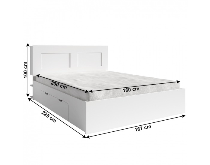 Posteľový rám s úložným priestorom Ramiak 160x200 cm - biela