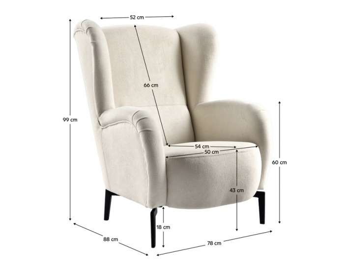 Kreslo (ušiak) Ramon - smotanová