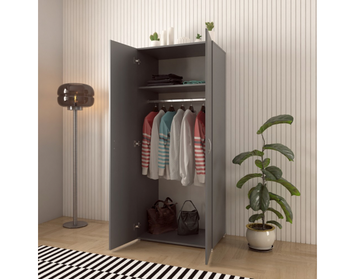 Dvojdverová šatníková skriňa Ramsa 2 - grafit