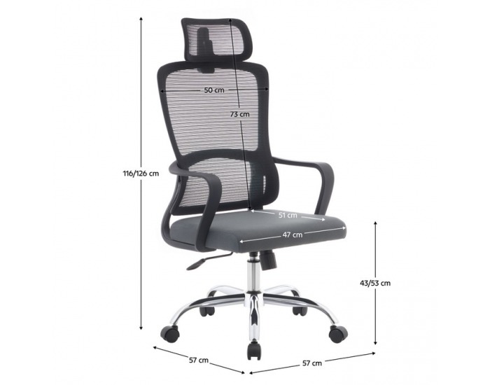 Kancelárske kreslo Randy - čierna / sivá / chróm