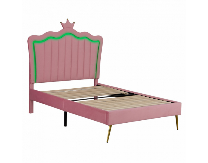 Jednolôžková posteľ s roštom Rania 90x200 - ružová (Velvet)